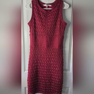 Max Studio Deep Red Textured Sleeveless Knit Dress Medium ❤️